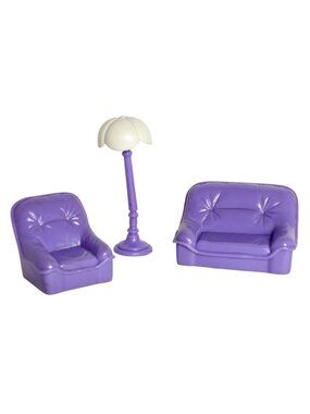 Loving Family Mini Doll Furniture Set Purple Chair Loveseat Floor Lamp Play
